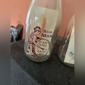 Vintage Style British School Milk Bottles Set of 2